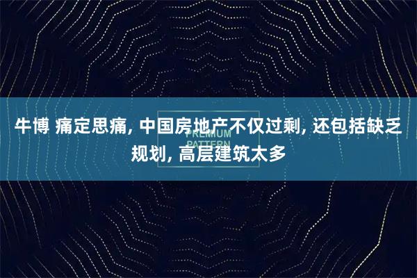 牛博 痛定思痛, 中国房地产不仅过剩, 还包括缺乏规划, 高层建筑太多